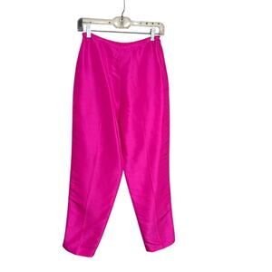 VTG Bloomingdales Silk Pants Hot Pink High Waist Quiet Luxury Maximalist